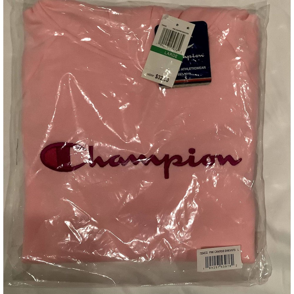 NEW Champion Big Girls Pink Candy Raglan Hoodie Embroidered Graphic Logo